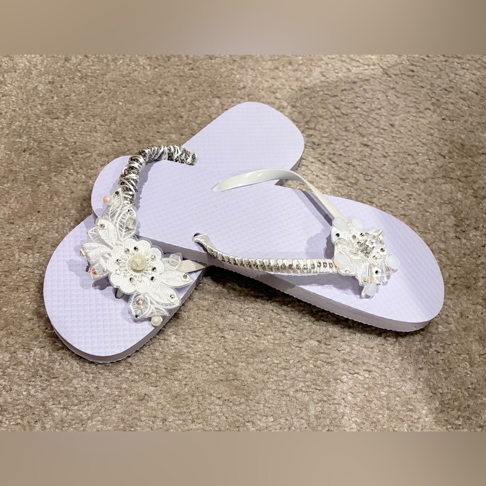 Lavender and Bling! Custom made Flip Flops